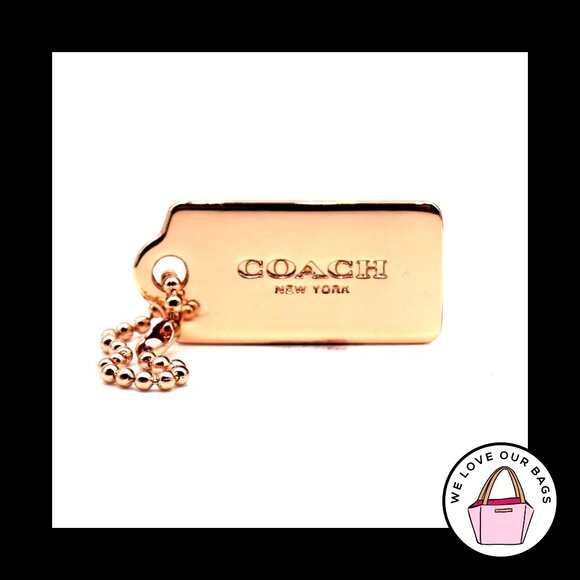 New Small 1.25" COACH NEW YORK Rose Gold Metal Fob Bag Charm Keychain Hang Tag - Picture 1 of 1
